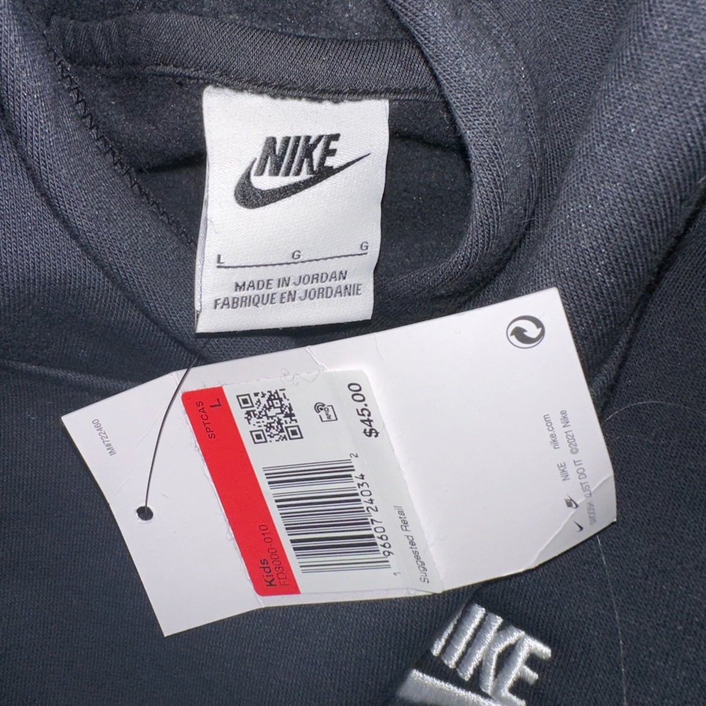 Nike Black Hoodie size Lg 10/12 unisex - Picture 2 of 3